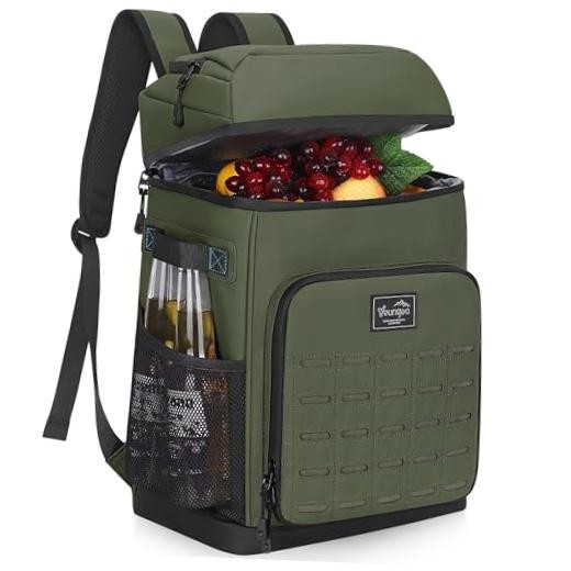Cooler Backpack Insulated Waterproof for Men and Women, 2 Insulated Large Green