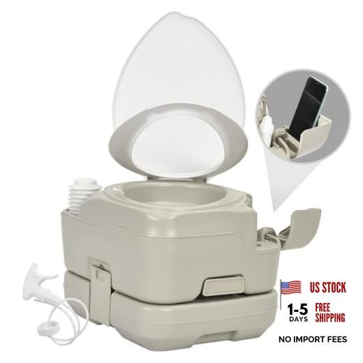 Portable Toilet Camping Porta Potty 2.64 Gal Extended Diagonal Seat+Sprayer