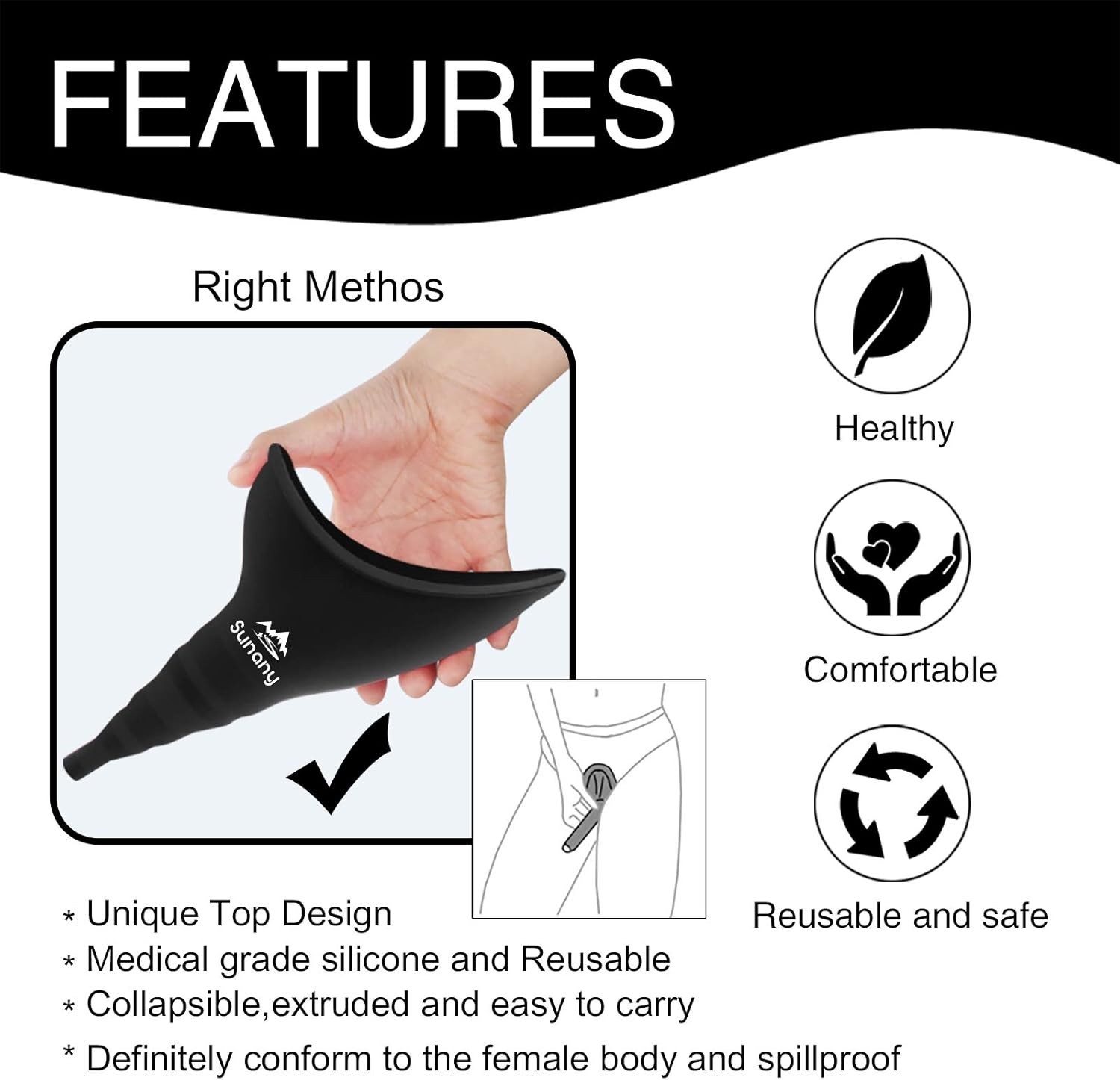 Ergonomic Women’s Pee Funnel – Reusable and Portable for Ultimate Convenience