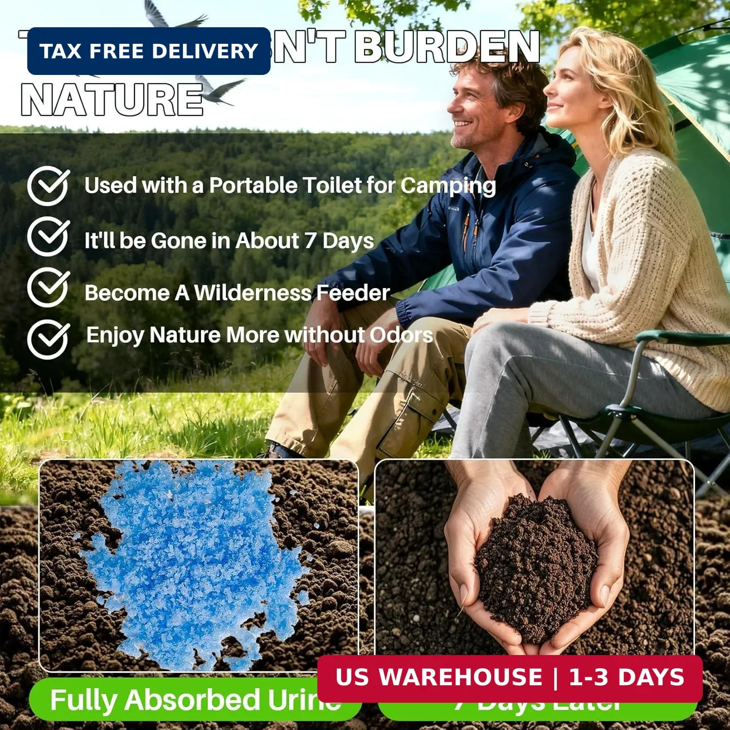 RAINFLOW Absorbent Gel Powder – Liquid Absorbing Polymer for Portable Toilet Cam