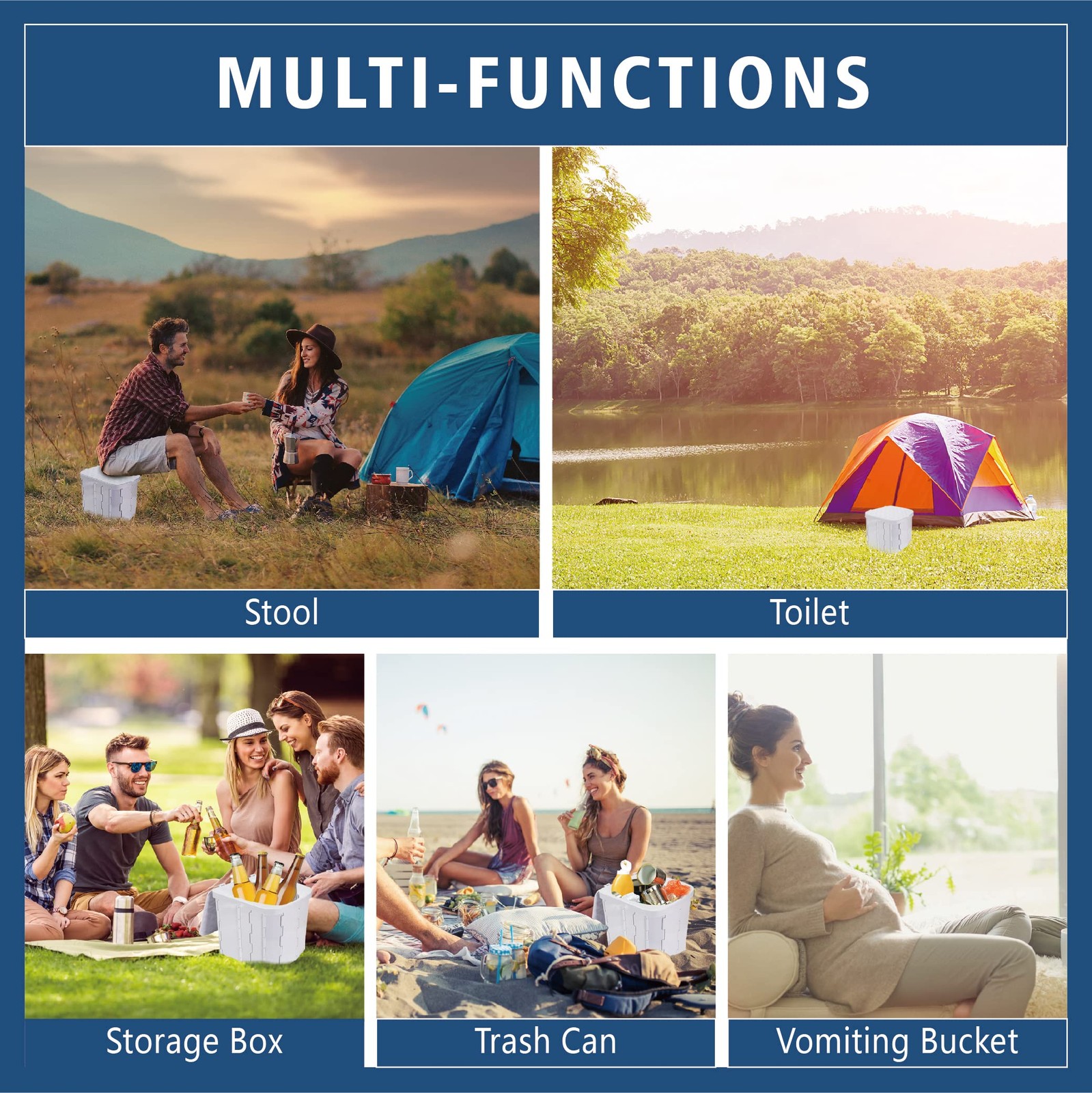 Portable Camping Toilet for Adults XL Portable Folding Toilet with Lid,Travel…