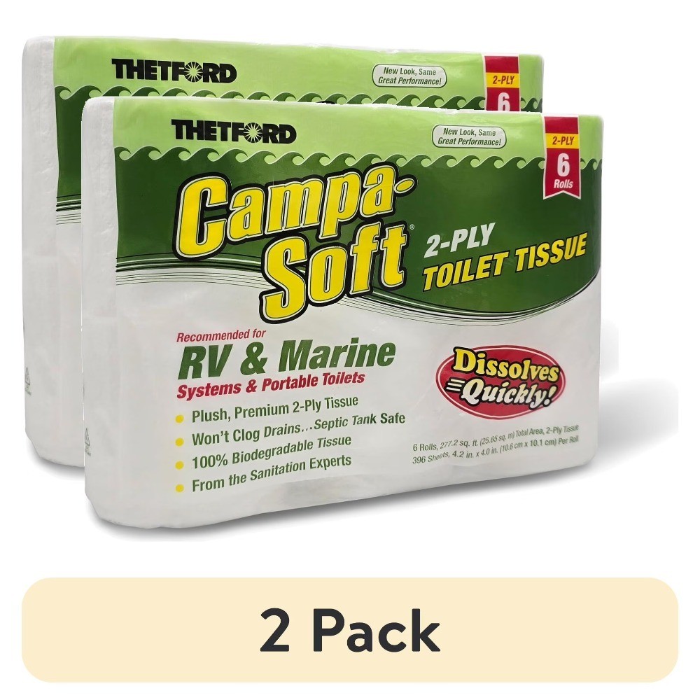RV Marine Toilet Paper Septic Safe Biodegradable 6 Rolls 2 Pack
