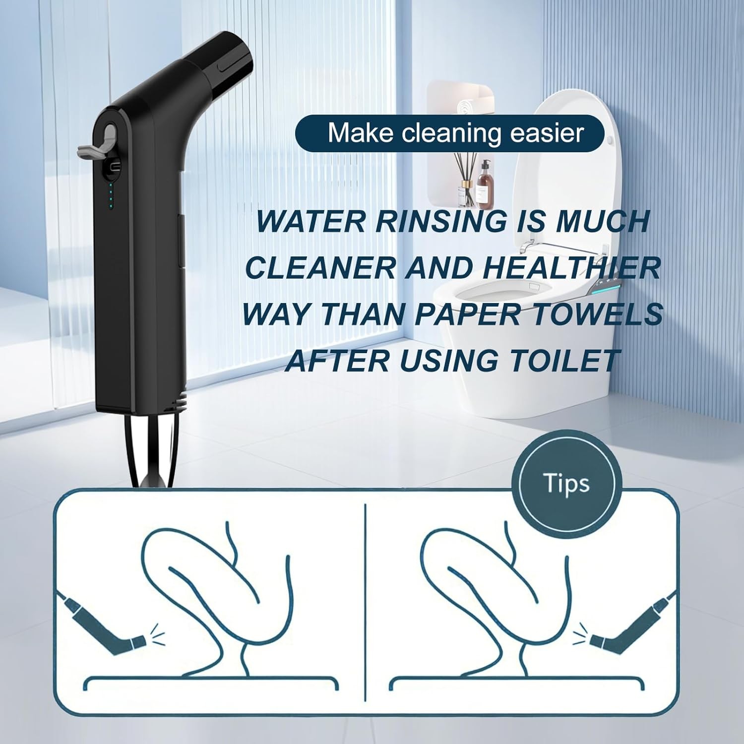 Portable Electric Bidet Handheld Sprayer with Dual Water Pressure