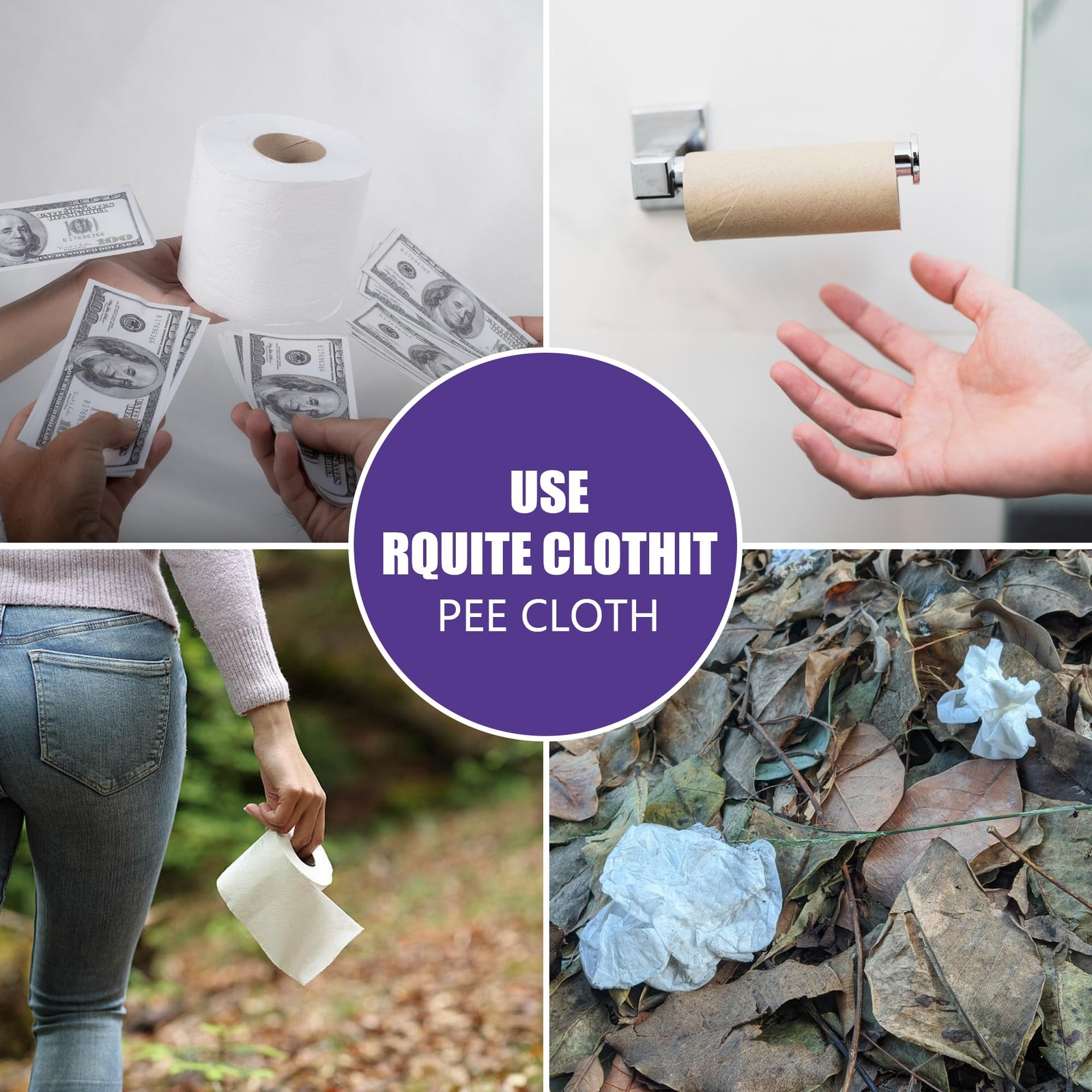 Rquite 2 Pcs Pee Cloth, Pee Cloth for Women Hiking, Soft & Absorbent Pee Rag,…