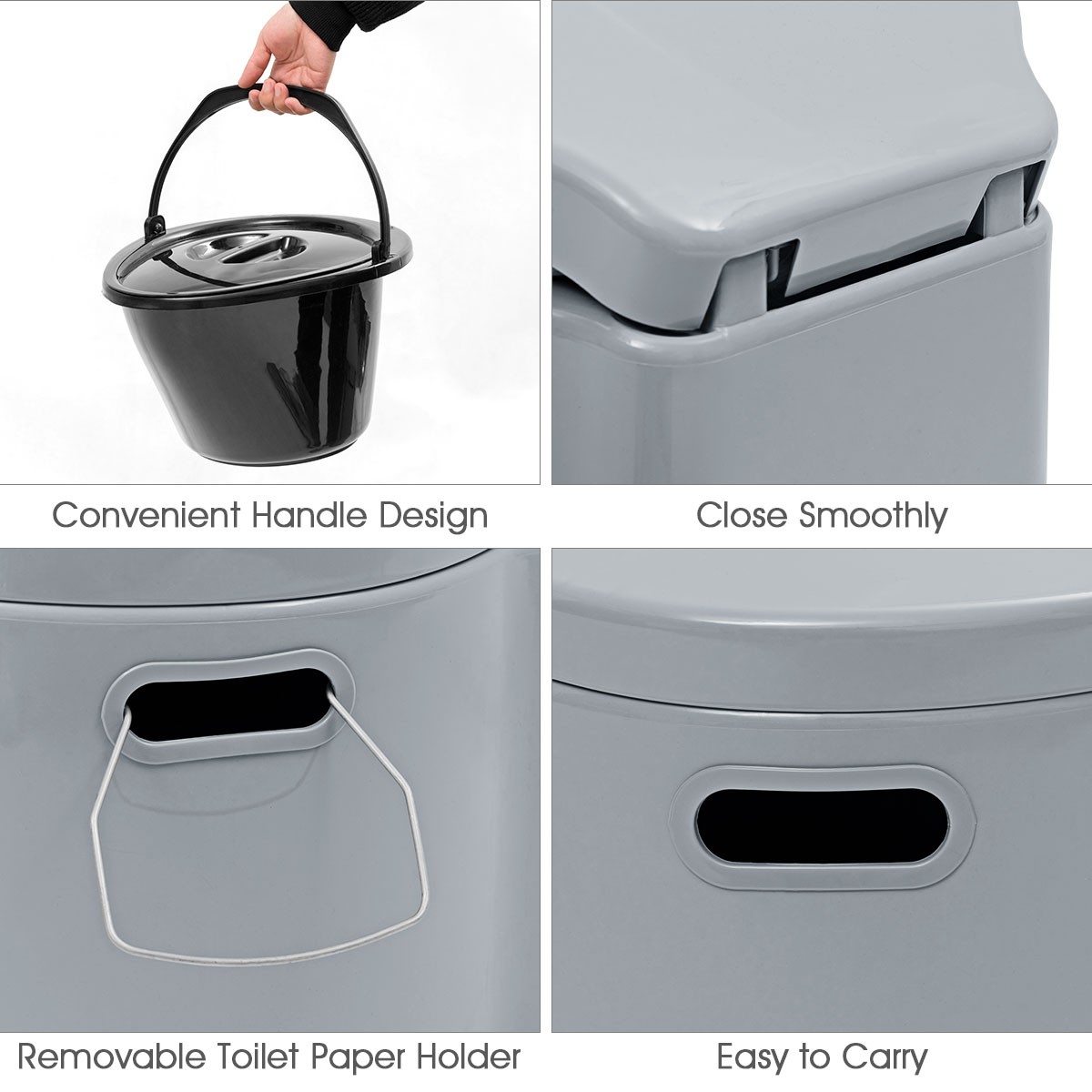 Portable Travel Toilet Indoor Outdoor W/Paper Holder Camping Hiking Boating