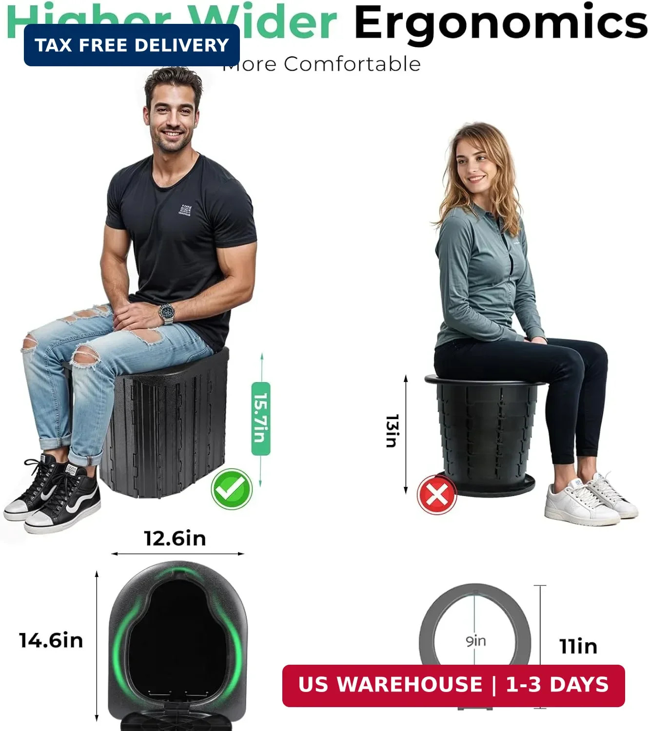Camping Toilet, Portable Toilet for Adults, Camp Toilet with Handbag, Travel Pot