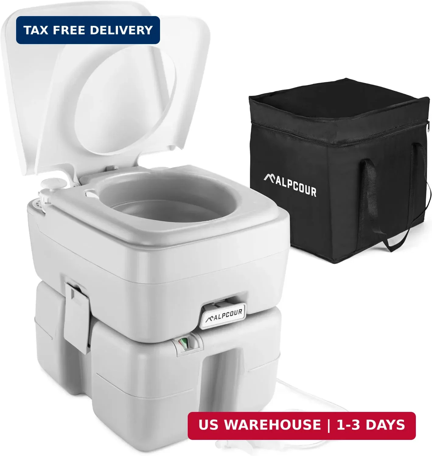 Alpcour Portable Toilet – Compact Indoor & Outdoor Commode w/Travel Bag for Camp