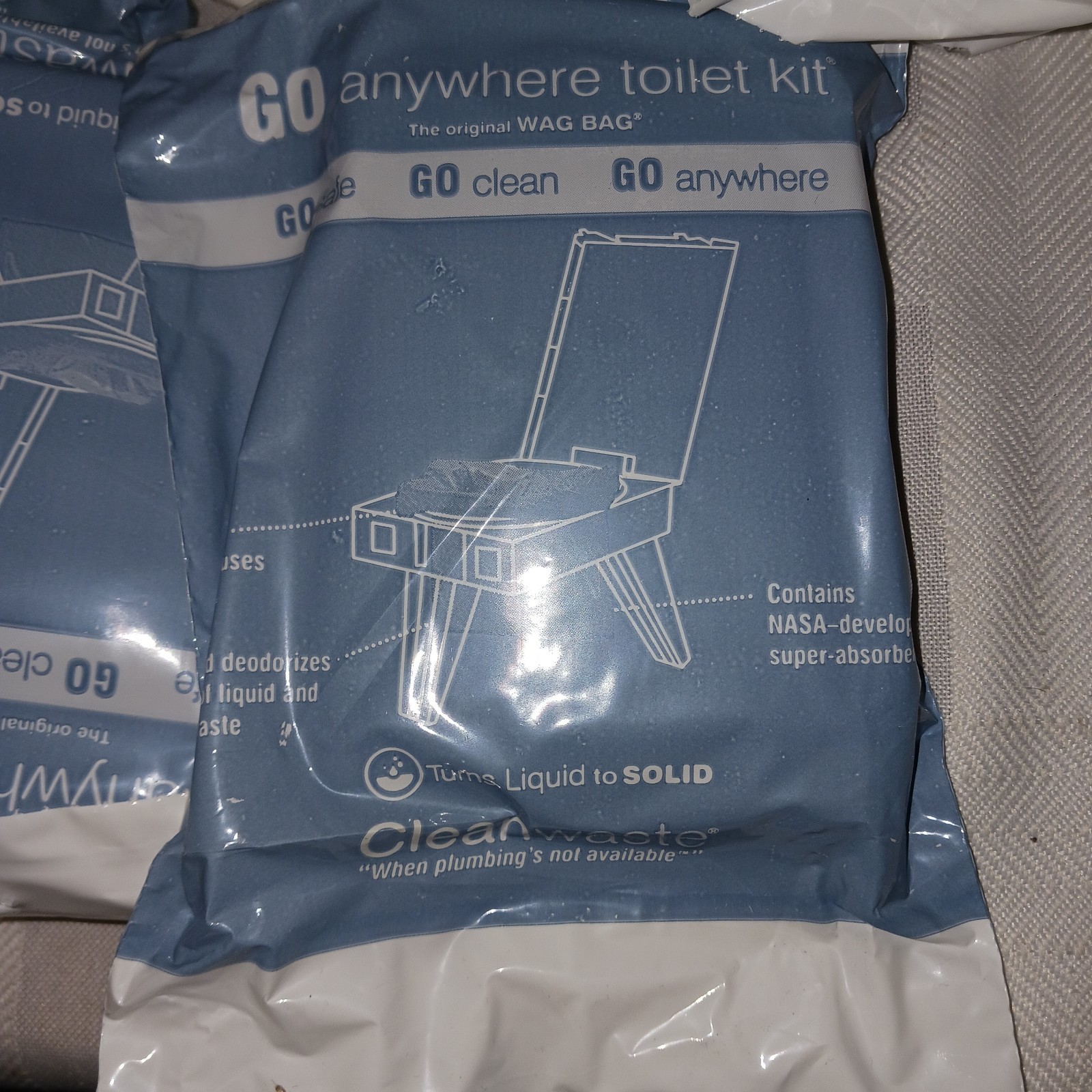 Cleanwaste GO Anywhere Toilet Kit 12 Pack Waste Bags Poo Powder