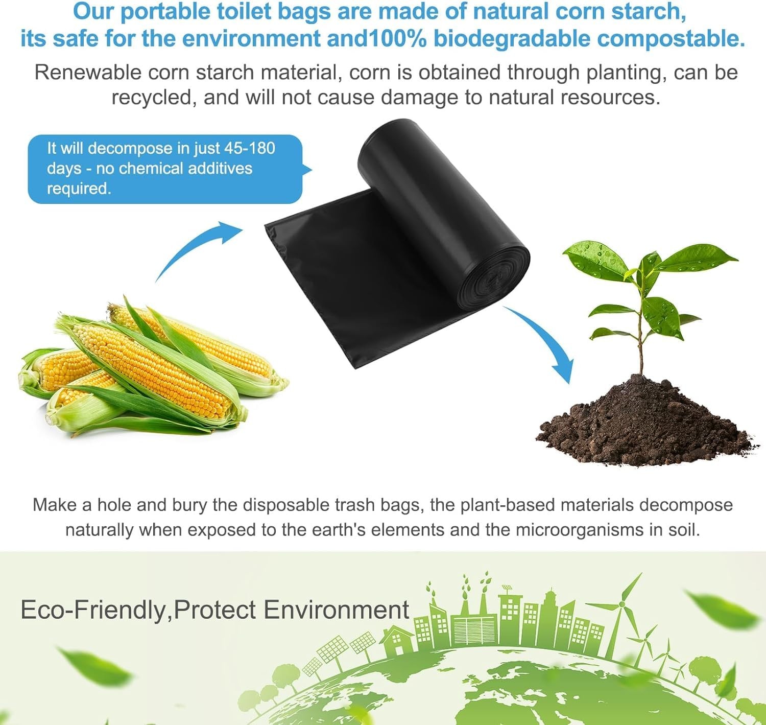 25 Camping Toilet Bags, Portable Biodegradable Thickened Toilet Bag