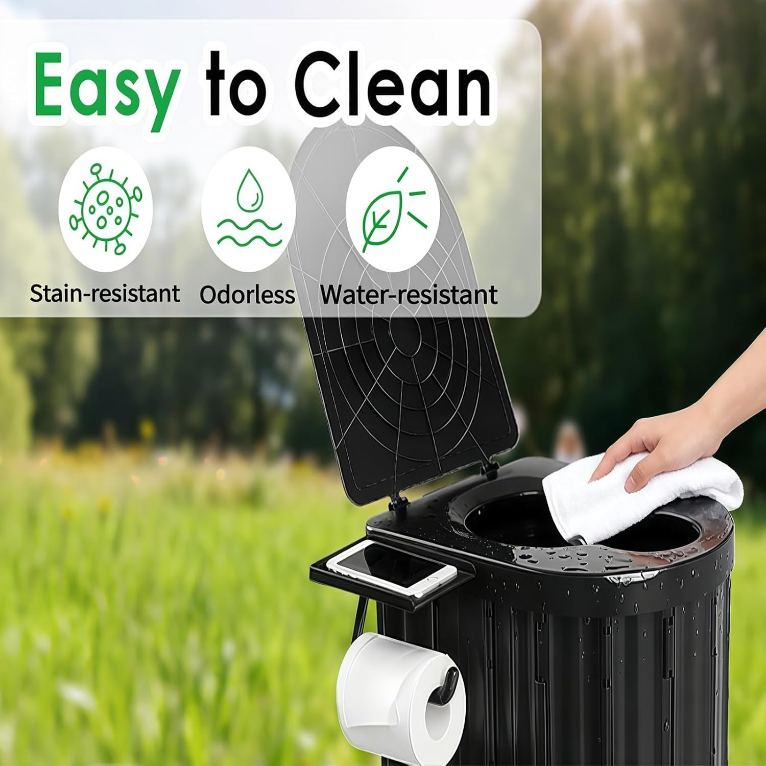Portable Camping Toilet for Adults with Urine Gel & Leak-Proof Bags | Washable,