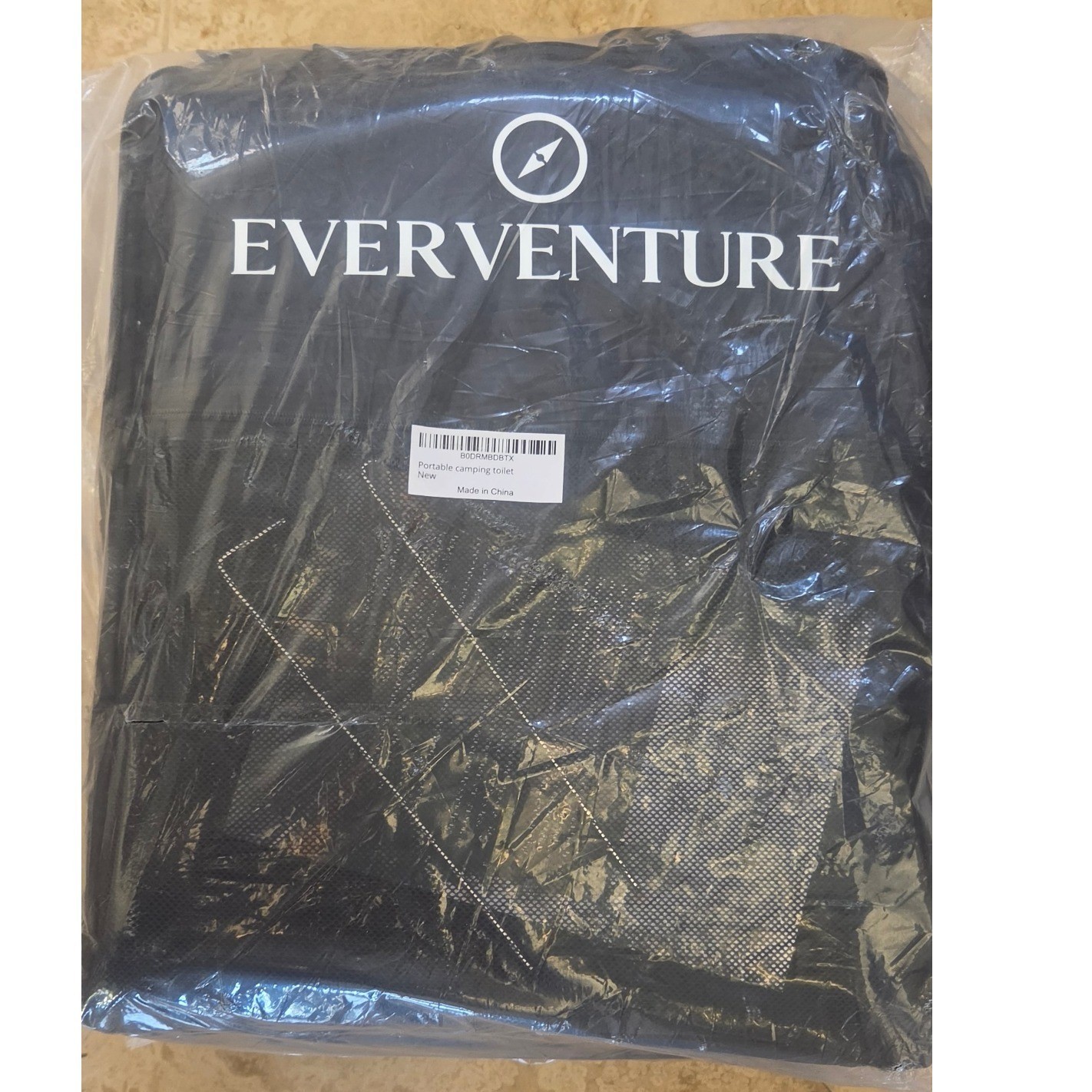 EverVenture Portable Camping Toilet Unisex XL Black Padded Vegan Leather 80D NWT