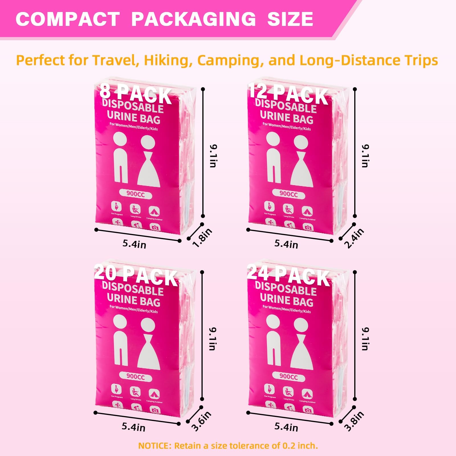 HOKINETY Disposable Urine Bag for Travel 900ML Portable Pee Bags for Women M…