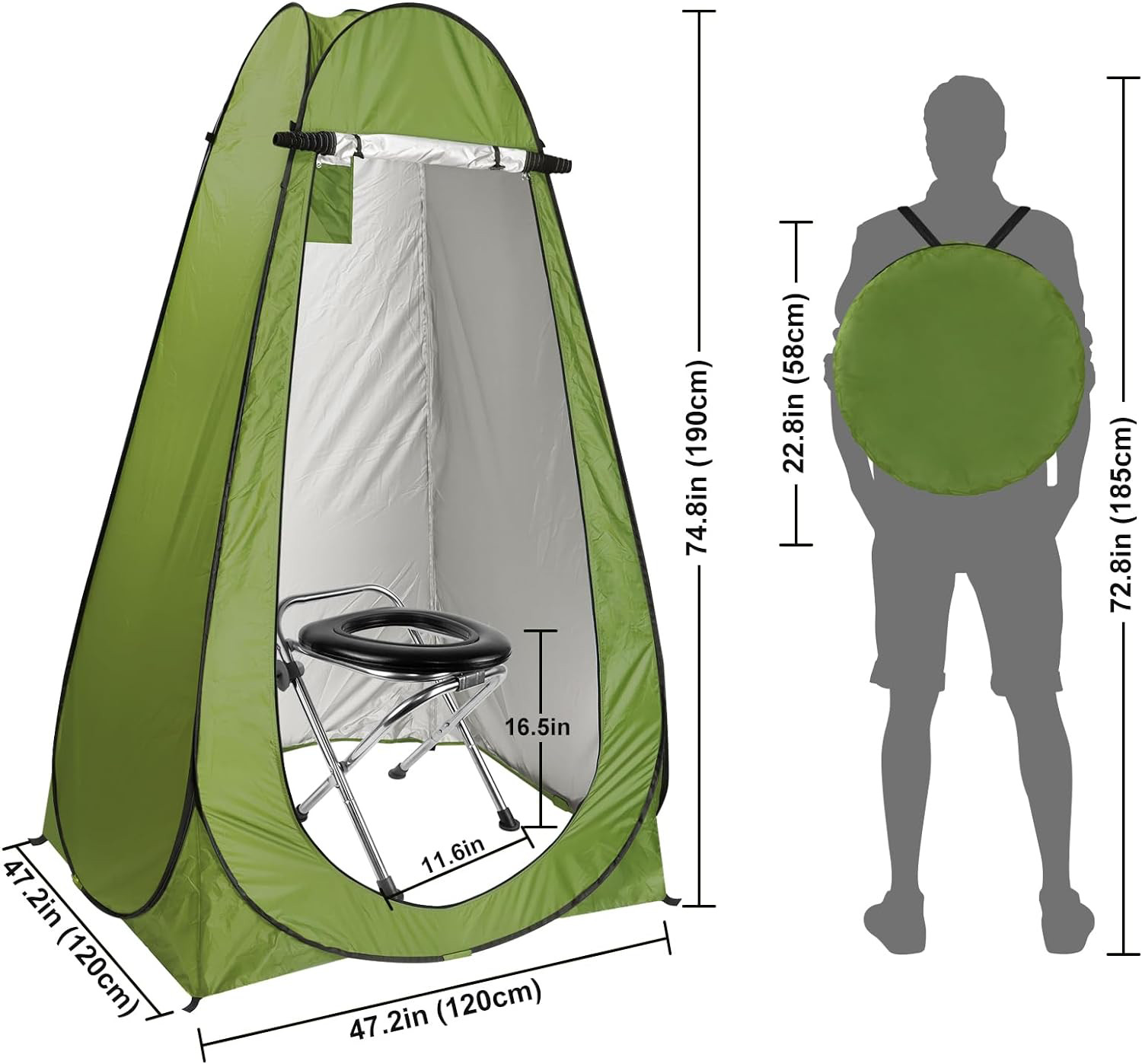 Outdoor Portable Camping Toilet Kit For Adults Pop Up Privacy Tent Camp Toilet