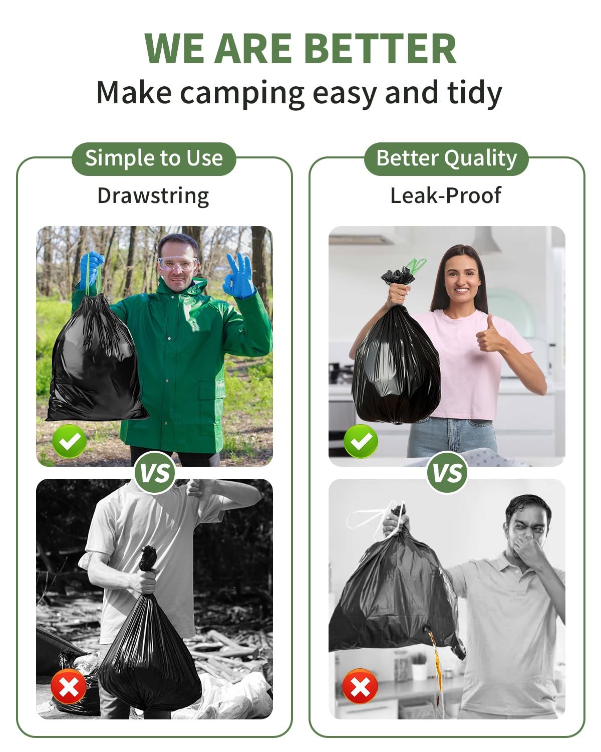 Camping Toilet Bags Poo Gel Set, 25 Count Portable Toilet Bags with 15 Count …