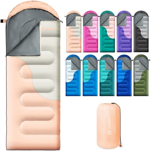 Sleeping Bags for Adults&Kids,Lightweight Waterproof Warm Weather Pink&Khaki