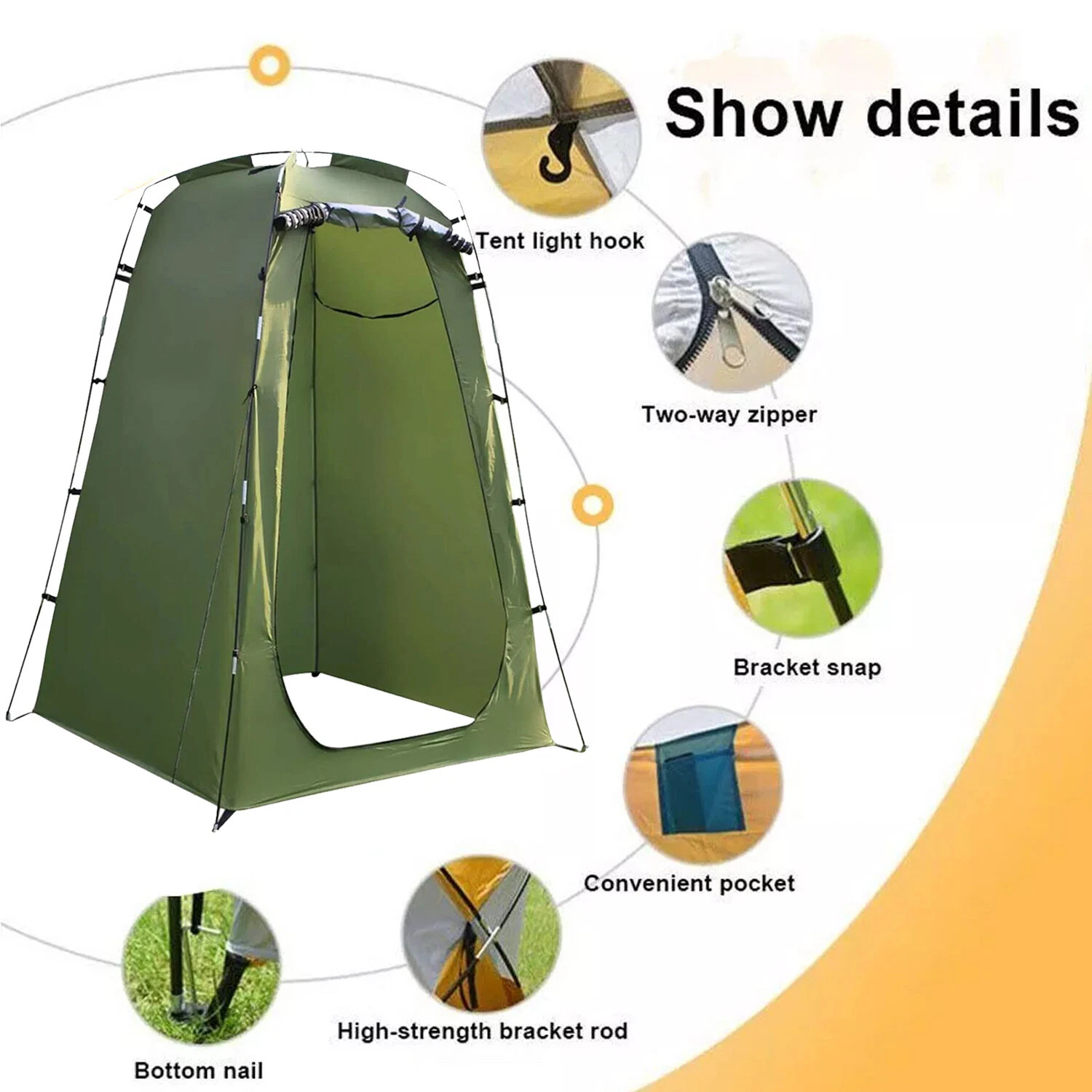 Portable Toilet Kit, Fold Camping Toilet with Pop-Up Privacy Tent Changing Rooms