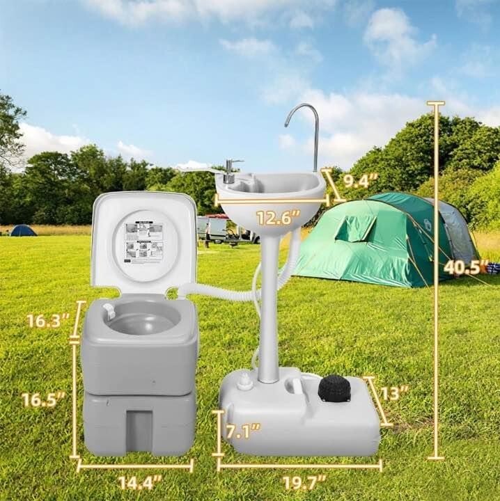 Portable RV Toilet with 5 Gallon Camping Sink Hand Wash **Brand New**