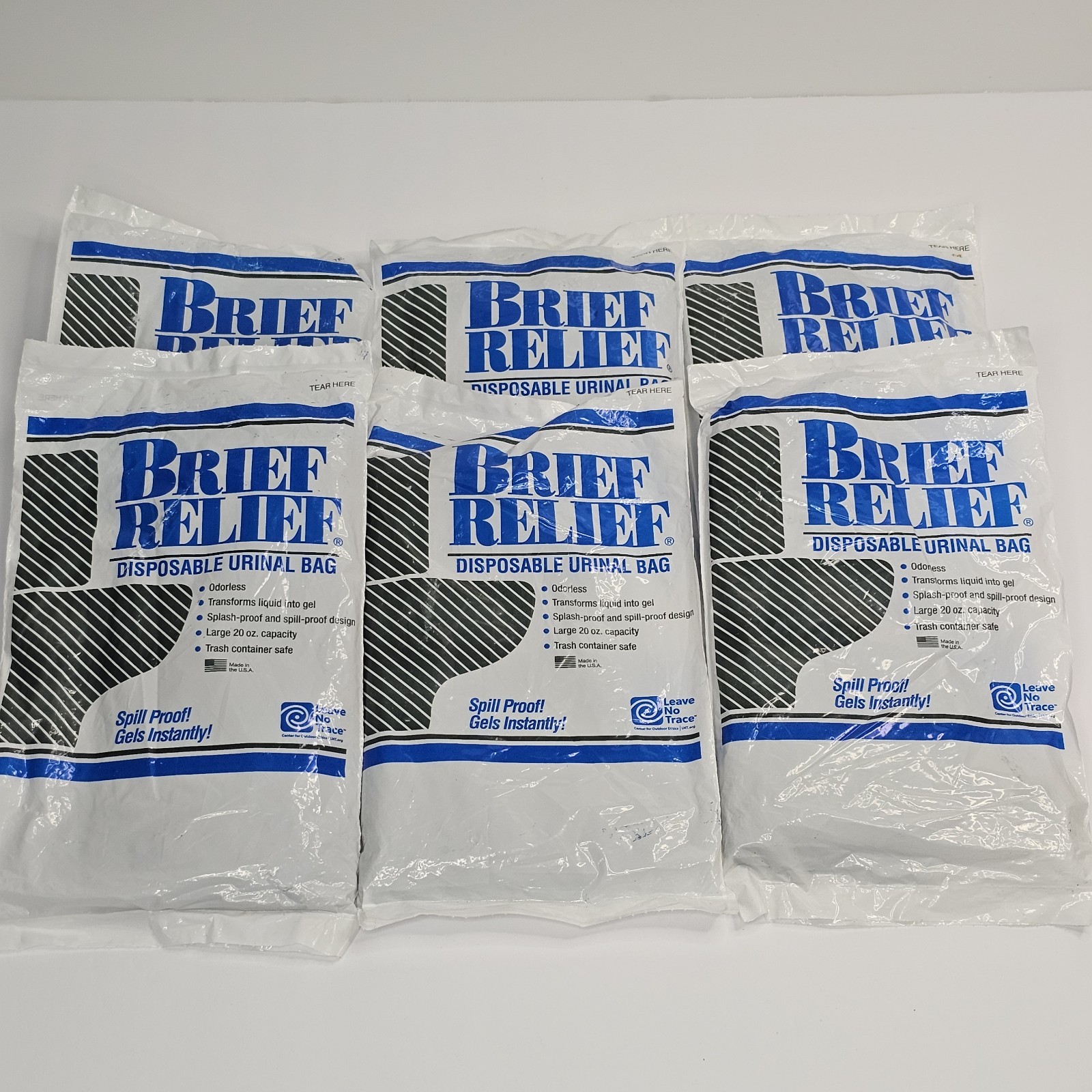 6 BRIEF RELIEF Disposable Urinal Bags BR608 NEW