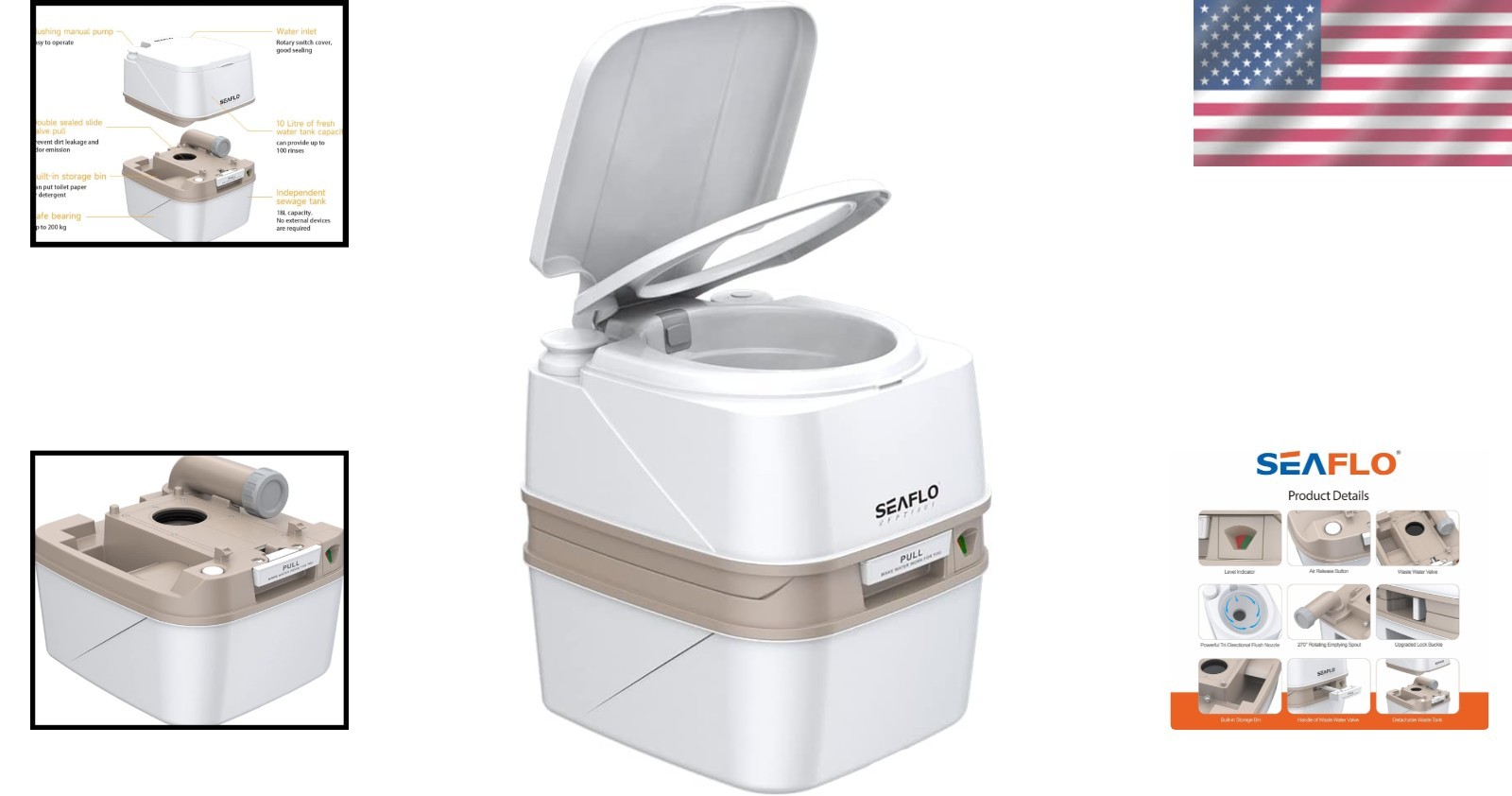 Portable Toilet 4.8 Gal RV Boat Camping 4-
