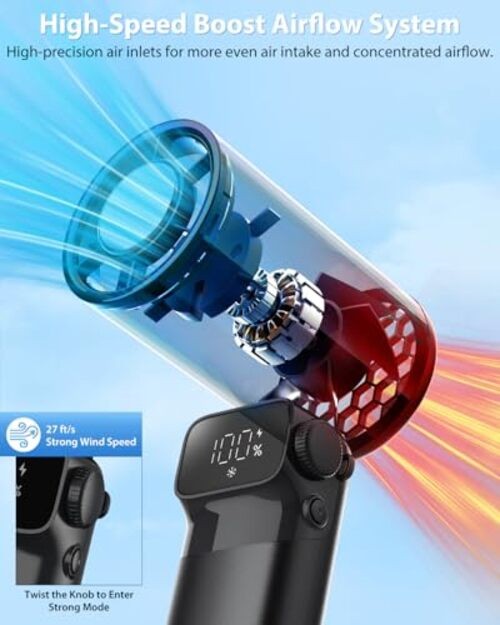 Portable Handheld Fan with Ice Cooling, Up to 13Hrs Rechargeable Personal Grey