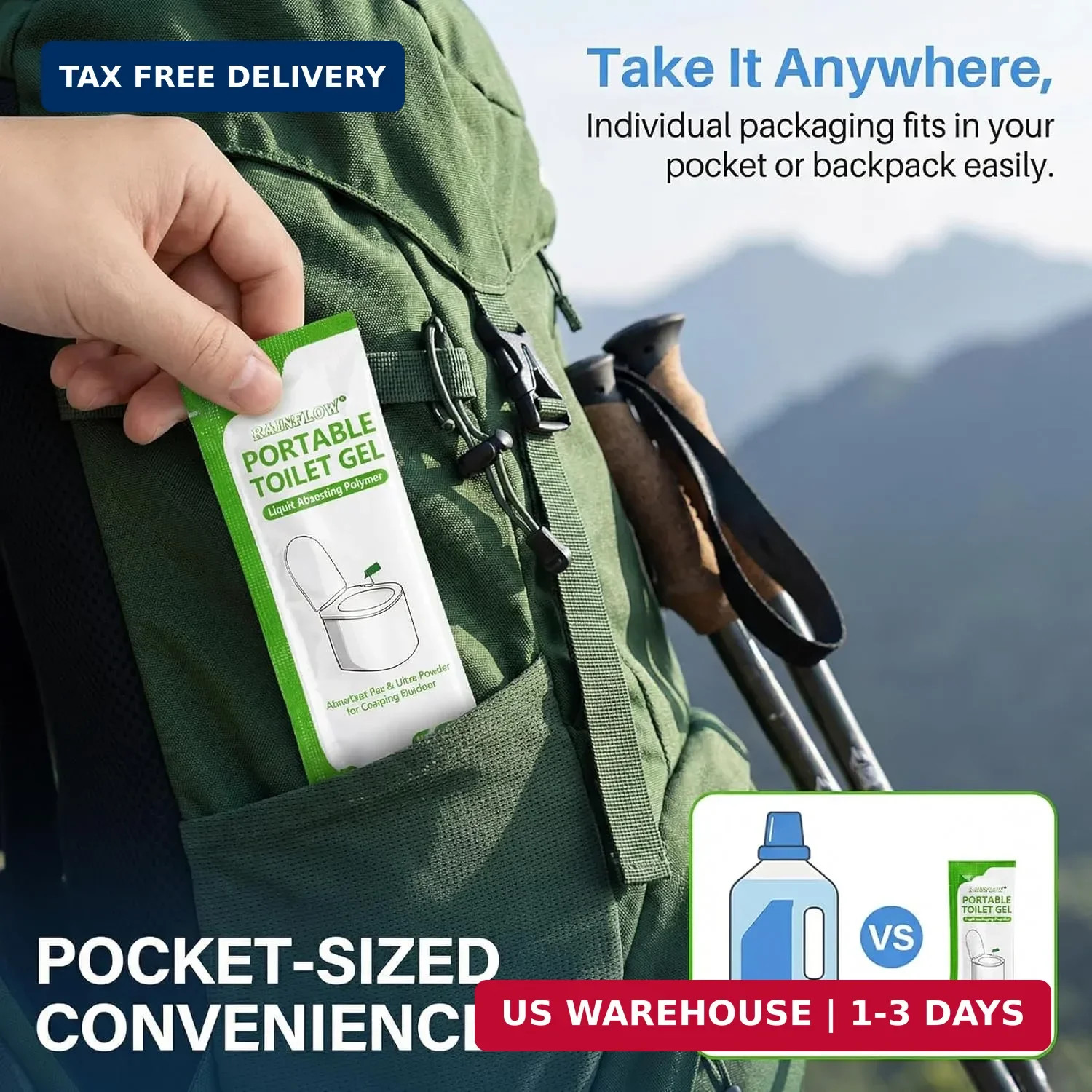 RAINFLOW Absorbent Gel Powder – Liquid Absorbing Polymer for Portable Toilet Cam