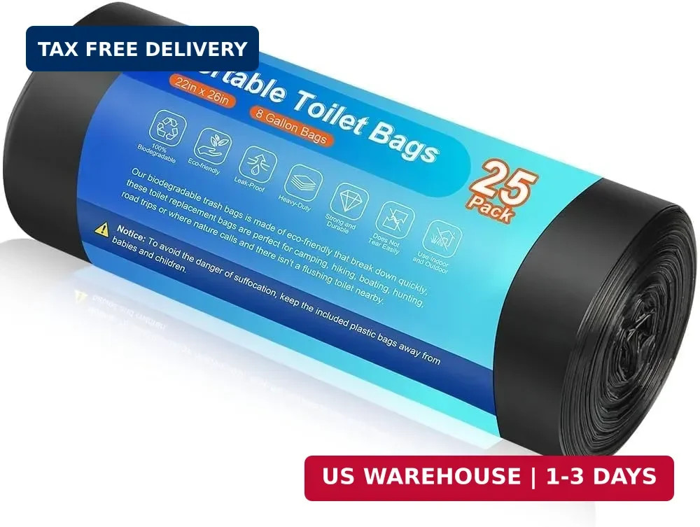25 Portable Toilet Bags, Thick Biodegradable Camping Toilet Bags for Portable Po