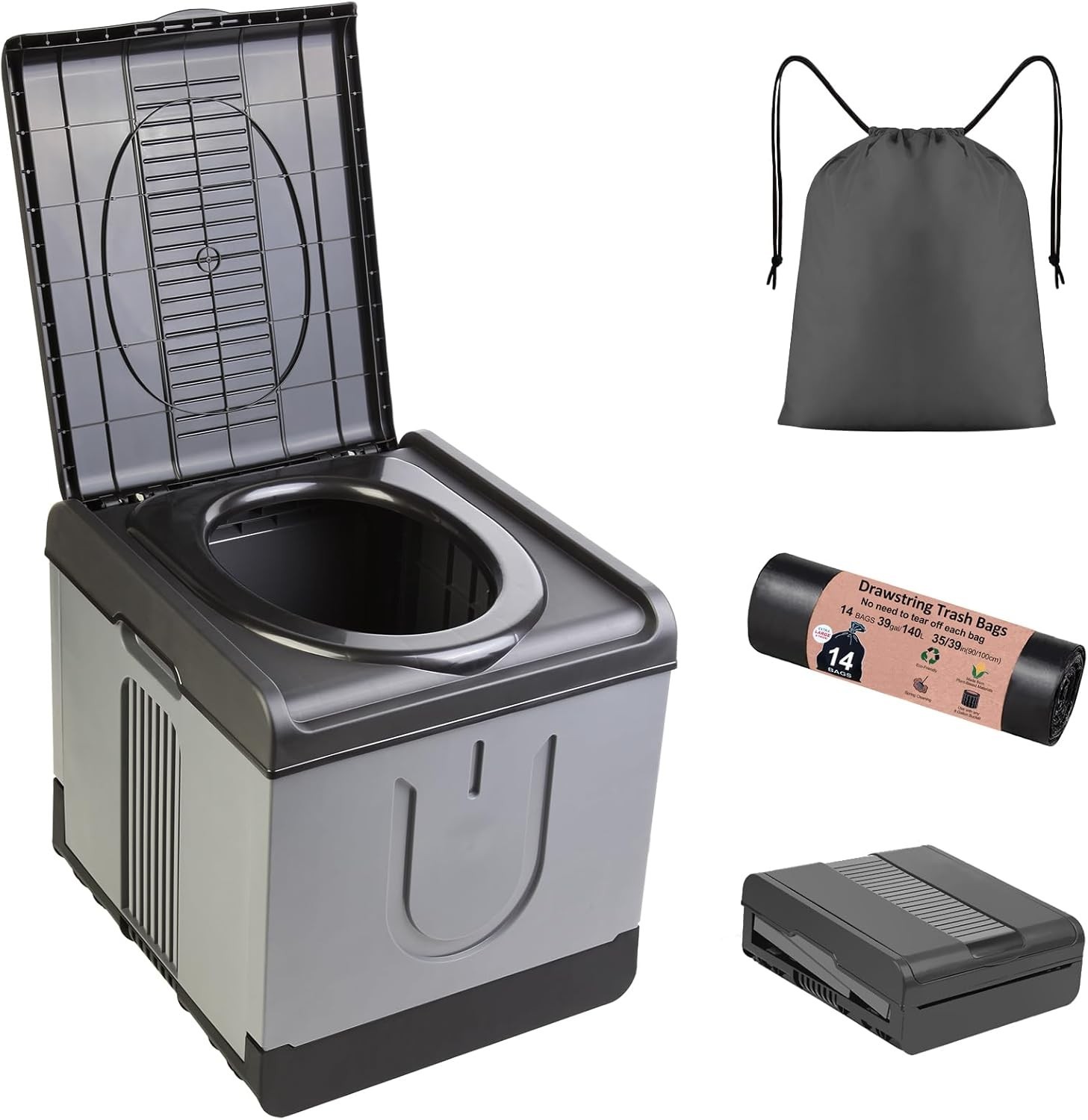 XXL Portable Toilet Camping Toilets for Car Indoor Outdoor Commode Foldable T…
