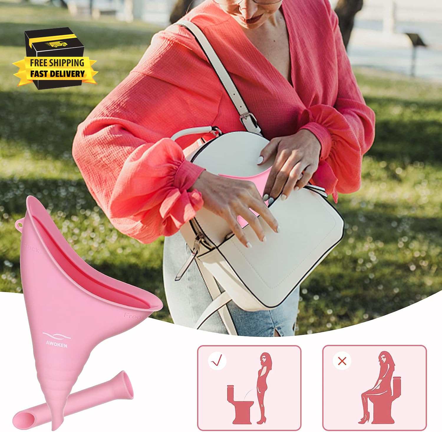 Female Urination Device,Reusable Female Urinal Silicone Women Pee Funnel Allows
