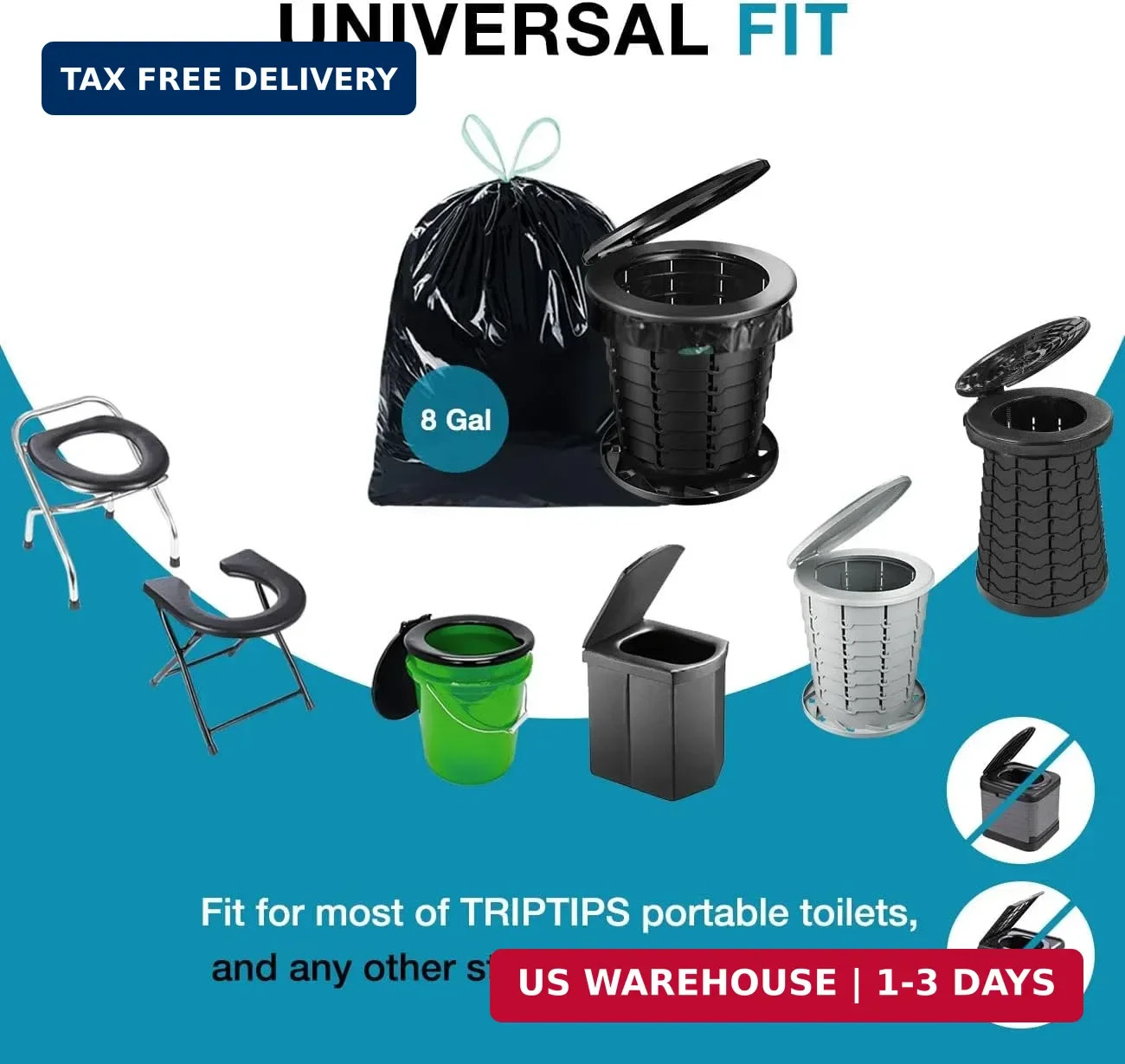 TRIPTIPS Portable Toilet Bags Drawstring 8 Gallon Camping Toilet Bags Toilet Was