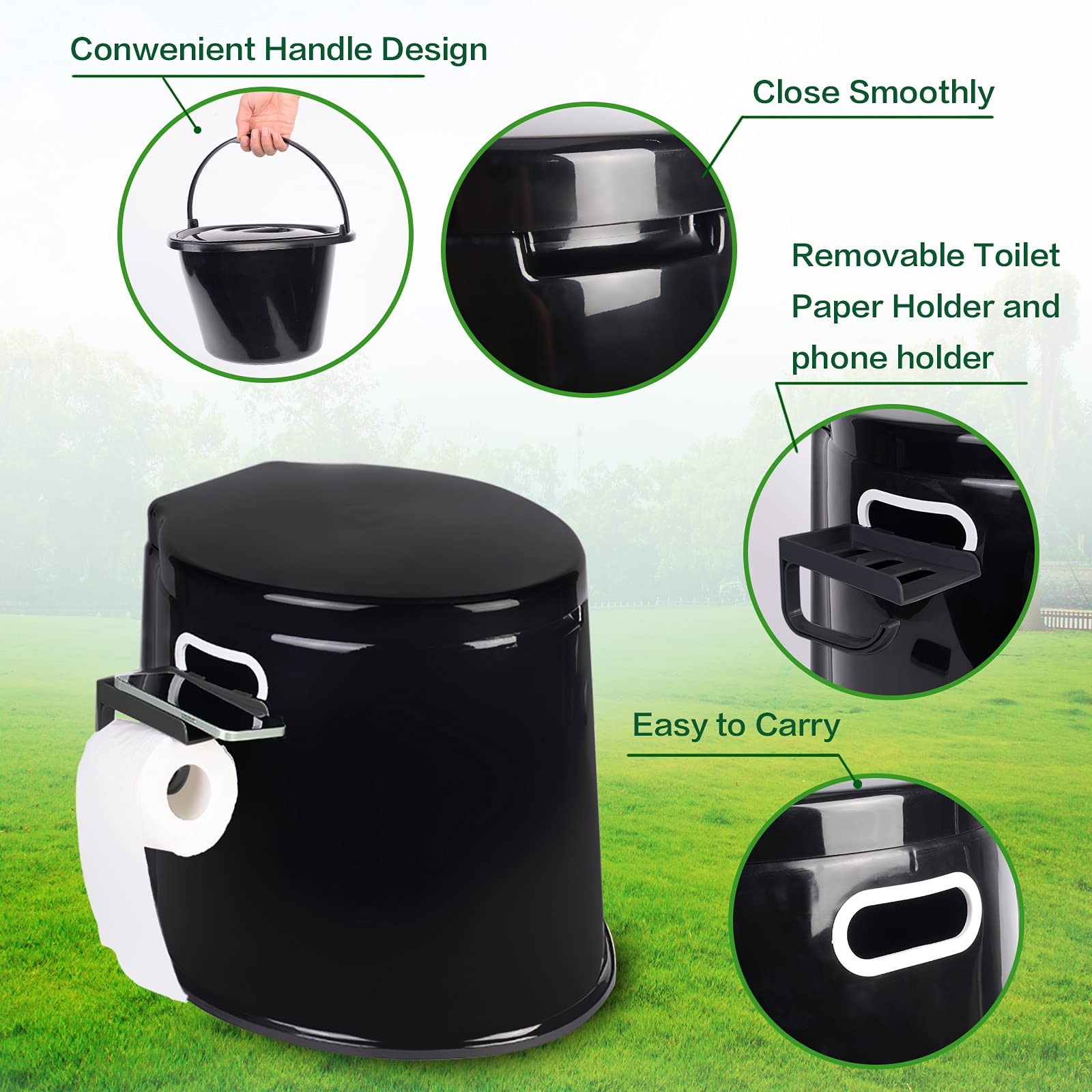 Axidou Portable toilet, adult and child toilet, 5.3 gallon mobile toilet buck…
