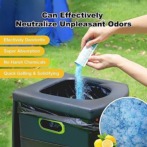 Portable Super Absorbent Polymer Camp Toilet Chemicals – 30 Packs, Fast-Absorbin