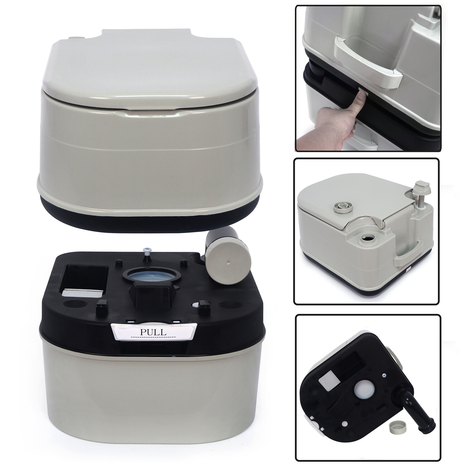 24L 6.3 Gallon Advanced Portable Toilet Flush Camping Travel Piston Pump Commode