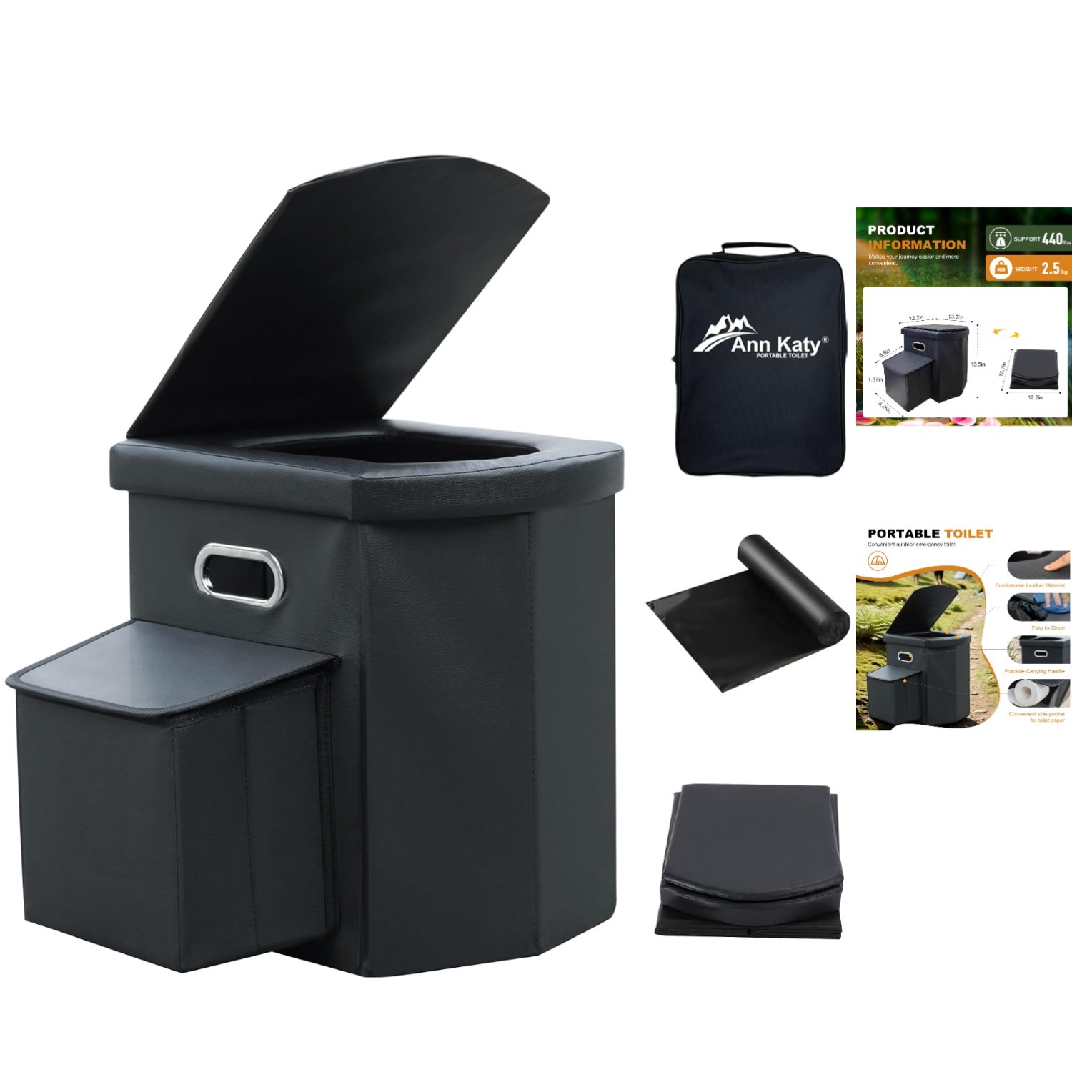 Convenient XL Portable Toilet with Waterproof Bag – Easy Setup for Outdoor Use