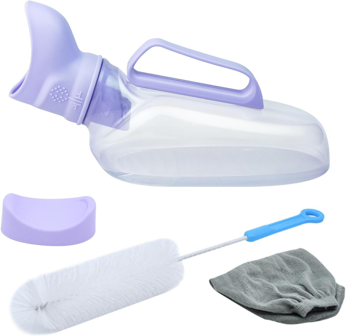 Urinal for Women – Portable Handle with Kniteed Case and Brush, Purple Pee Bottl