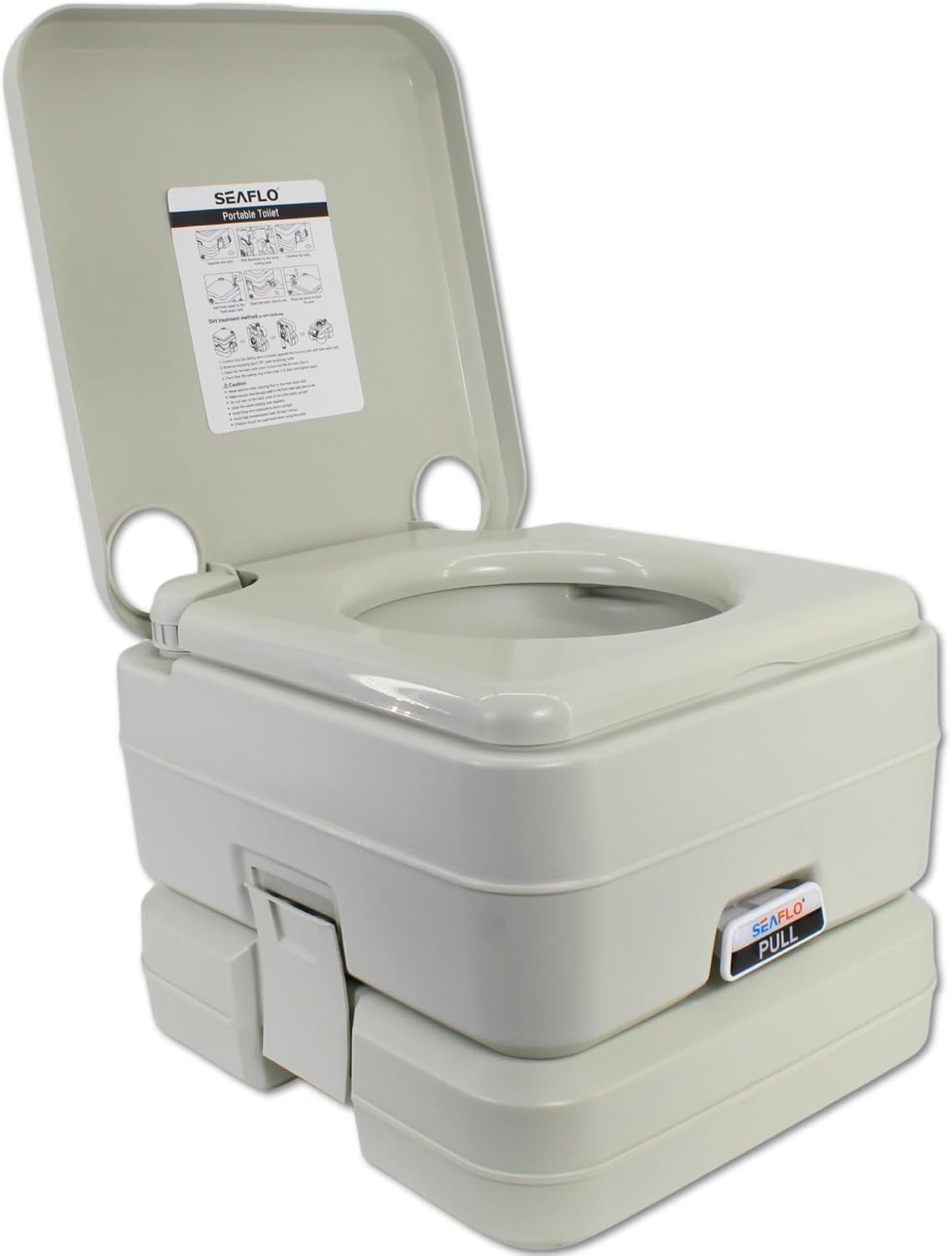 SEAFLO Premium Camping Portable Toilet – 5.8 Gallon Waste 3.43 Gall Fresh Tank (