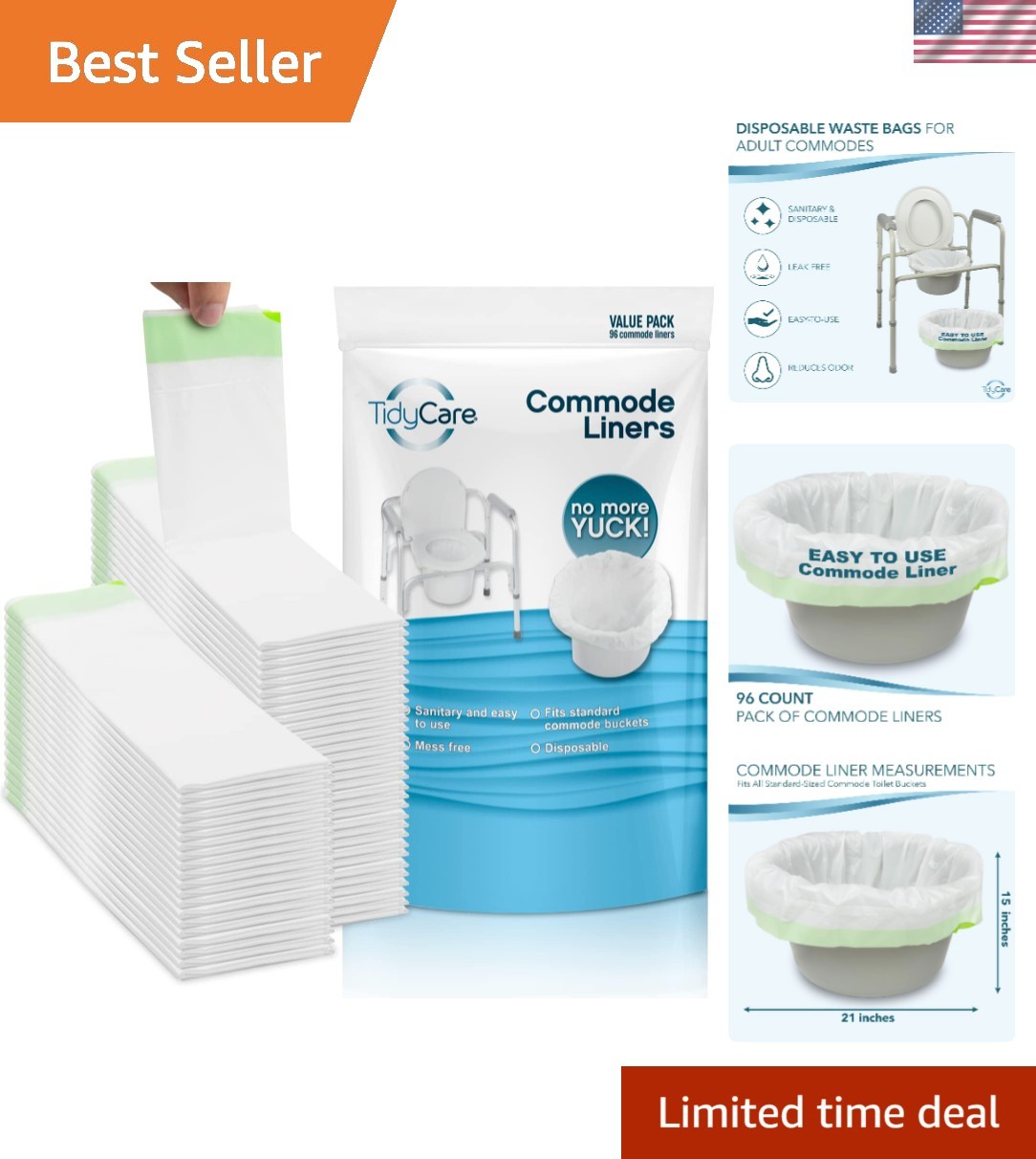 96 Scent-Free Disposable Commode Liners for Hassle-Free Hygiene | Medical Care