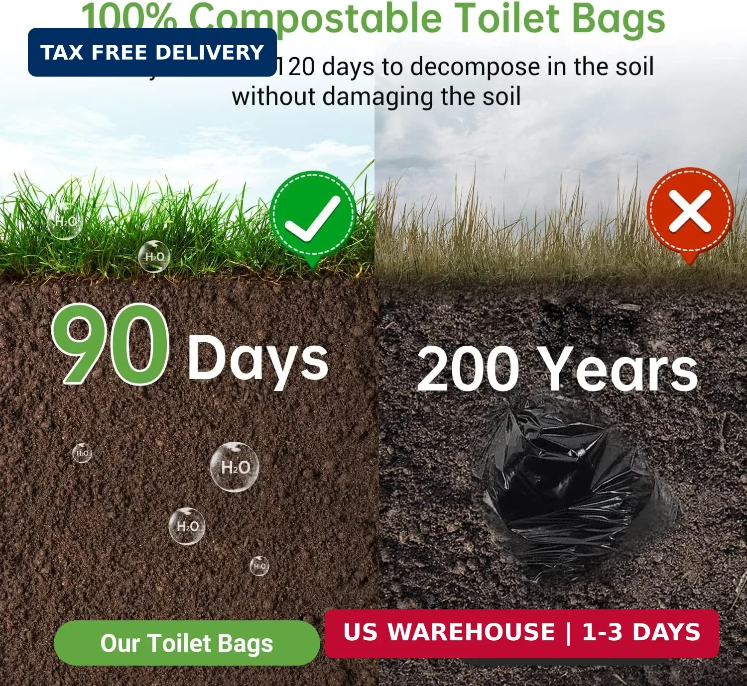 Portable Toilet Replacement Bags, 25 Count 8 Gallon 1.5 Mil Super Thickened Comp