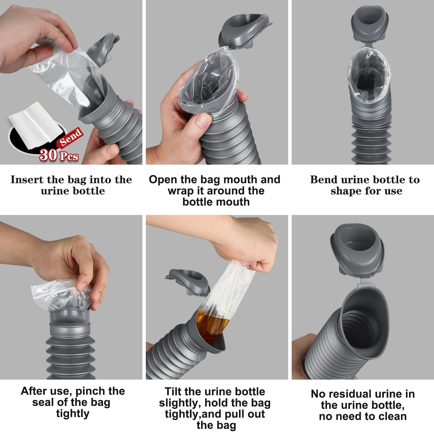 Portable Urinal for Men & Women – 750ml Leakproof Emergency Pee Bottle with Bags