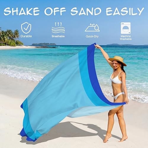 Beach Blanket Waterproof Sandproof 78”X81”/10’X9′ Oversized Mat | 100%