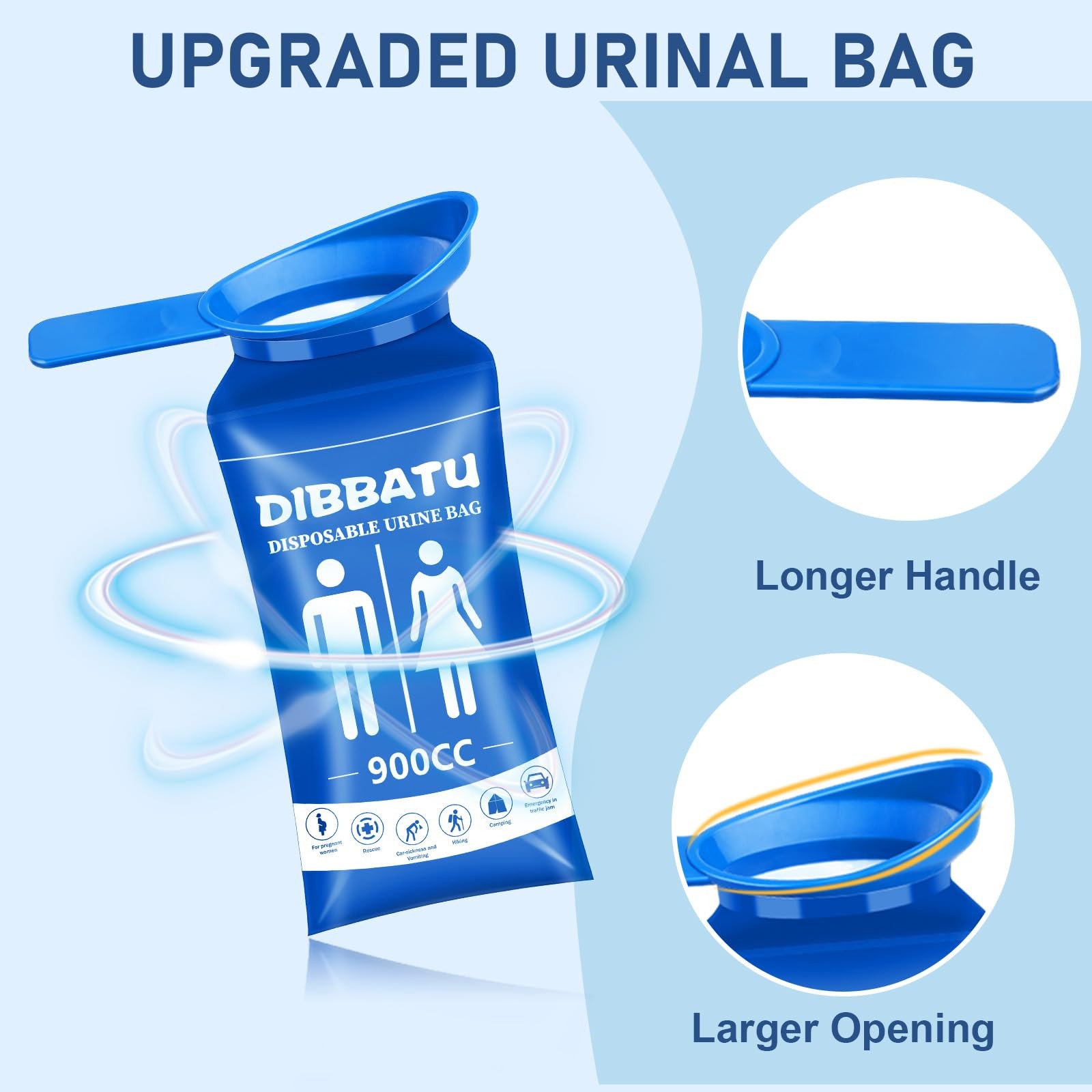 DIBBATU Disposable Urine Bags for Women, 6/12PCS Female-Friendly Travel Blue