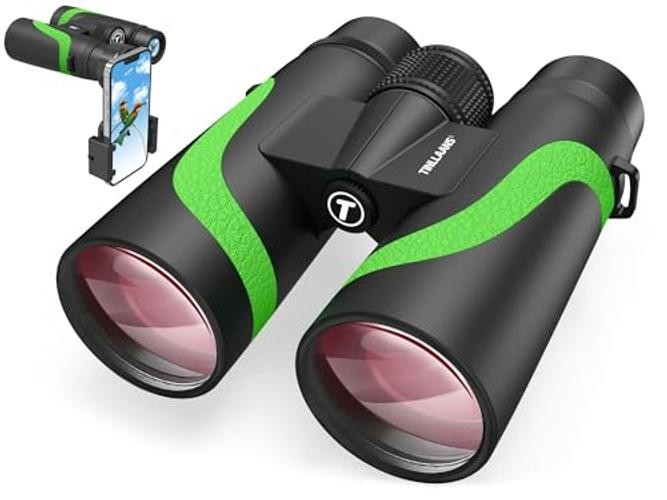 Green 15×55 UHD Binoculars for Adults – High Powered with Phone Adapter – Large