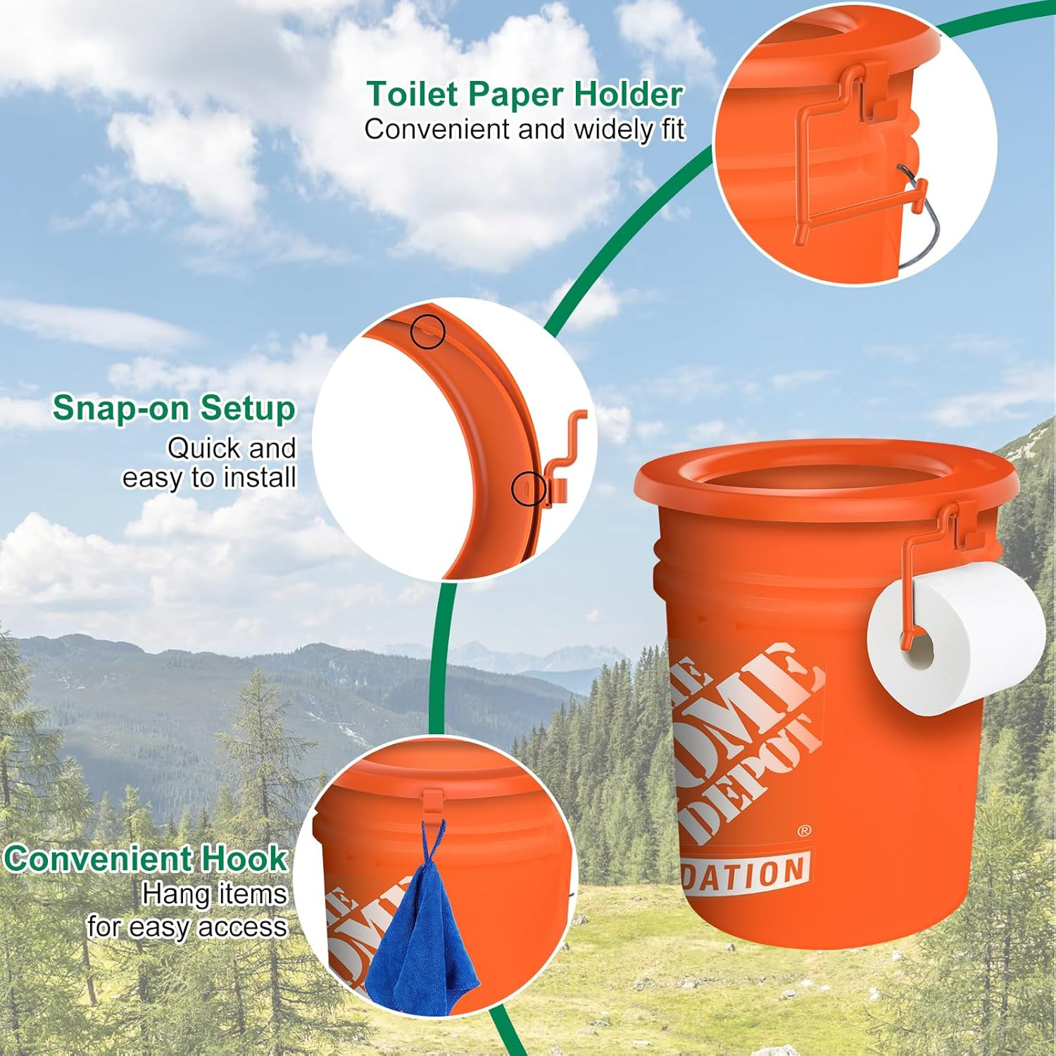 Bucket Toilet Seat, Portable Toilet Seat for 5 Gal Buckets, Camping Toilet Seat,