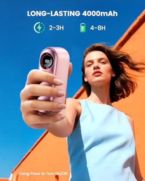 Portable Handheld Turbo Fan, 4000mAh Rechargeable Personal Mini Fan, 1 Pink