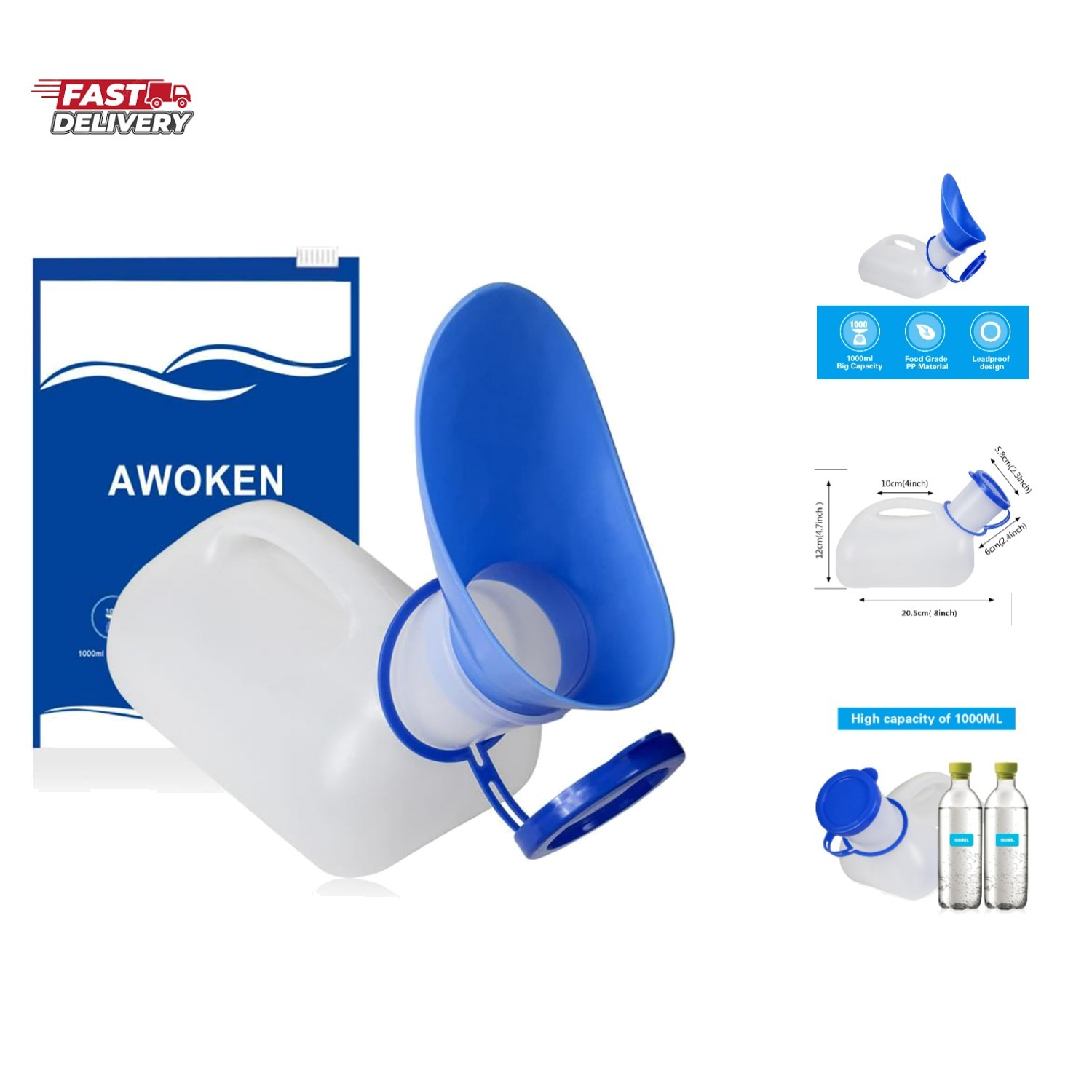 Unisex Portable Urinal, Blue, 1 Set