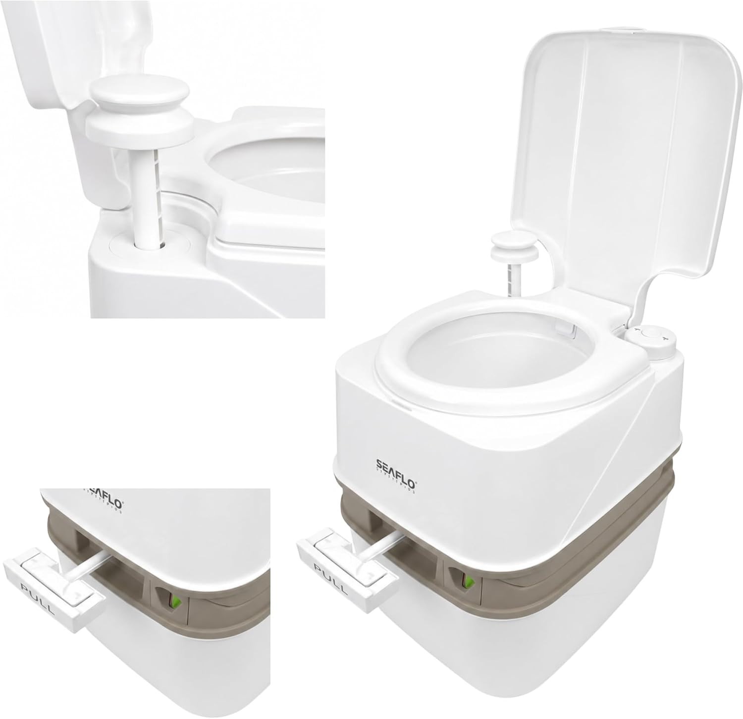 SEAFLO 18L Portable Camping Toilet Manual Flush RV Caravan Boat 4 Year Warranty