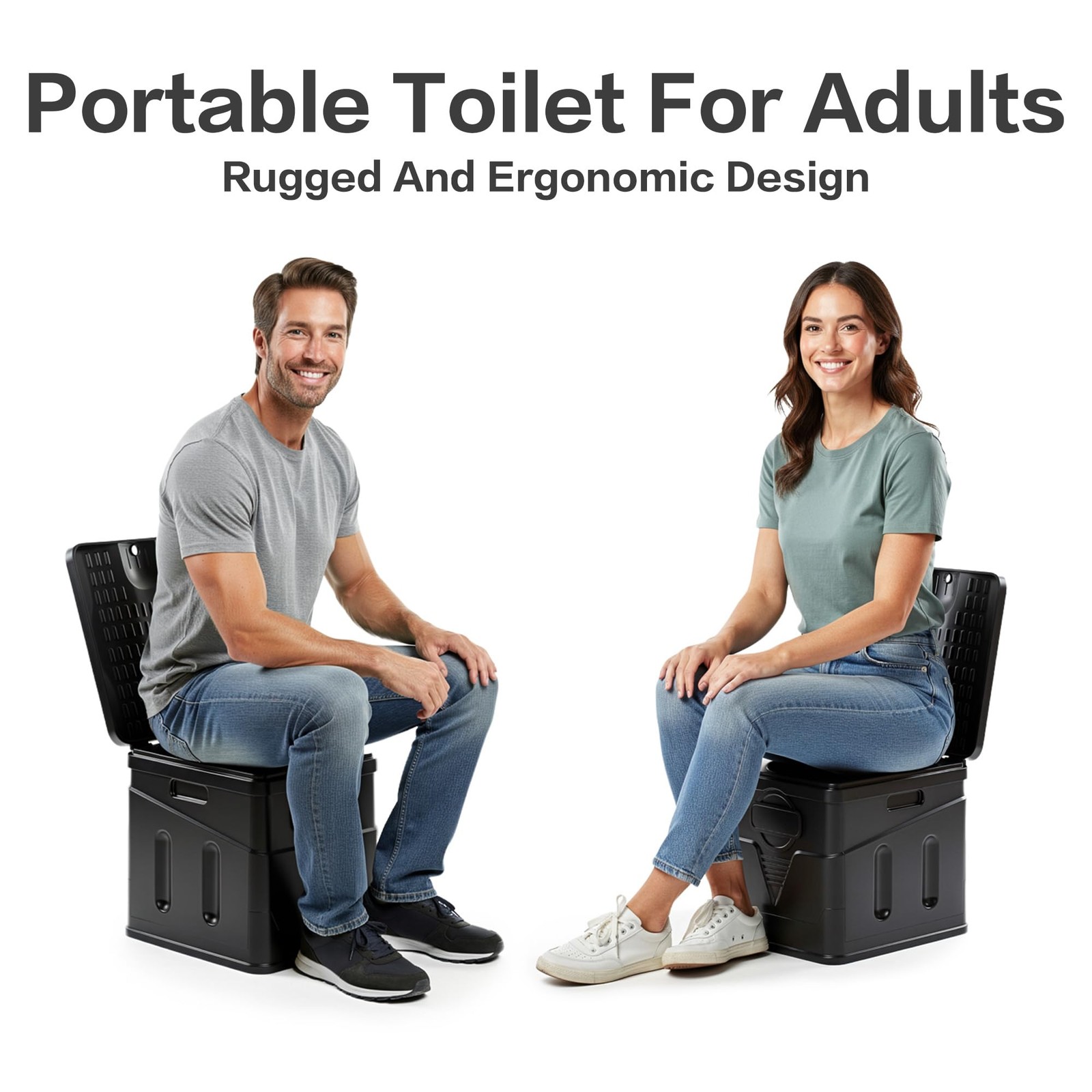 Portable Camping Toilet for Adults, 400 lb Capacity, Foldable, Easy to Carry