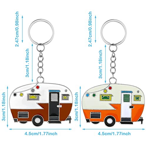 Thinp 2 Pieces Camper Keychain, RV Camper Keyring Accessories for Yellow+brown