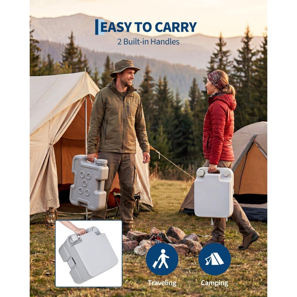 Portable Outdoor Toilet 2.6 Gallon w/ Flush T Outlet Water For Camping & Hiking