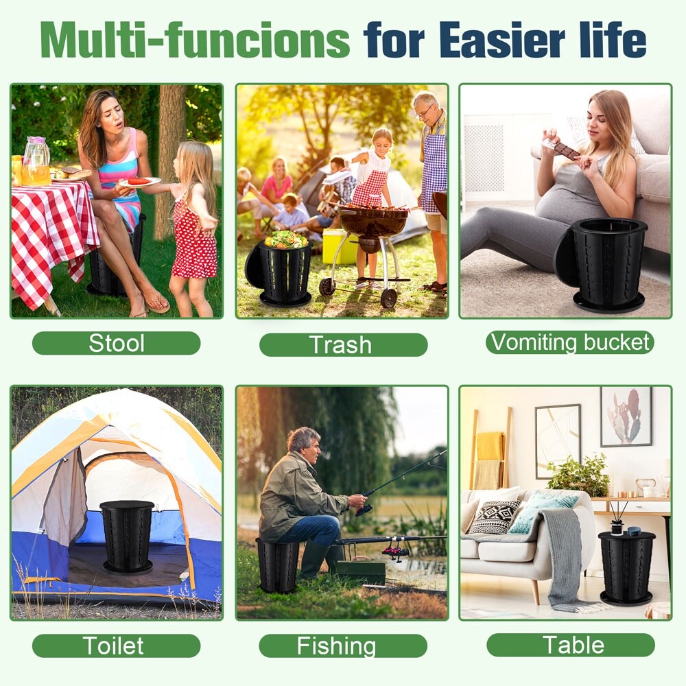 Bonergy Retractable Portable Toilet for Camping Toilet with Handy Storage Bag