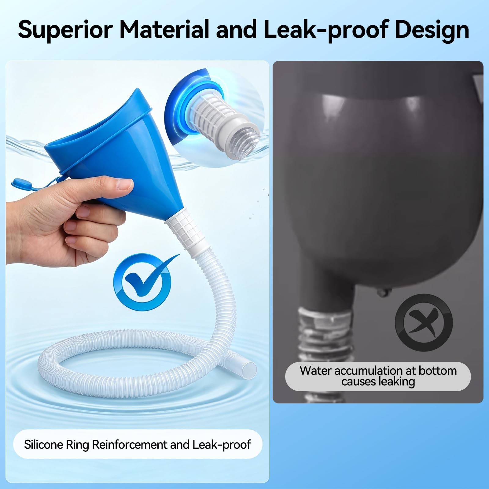 Portable Spill Proof Male Urinal Bottle with 47″ Hose, Soft Opening, 2000ML for
